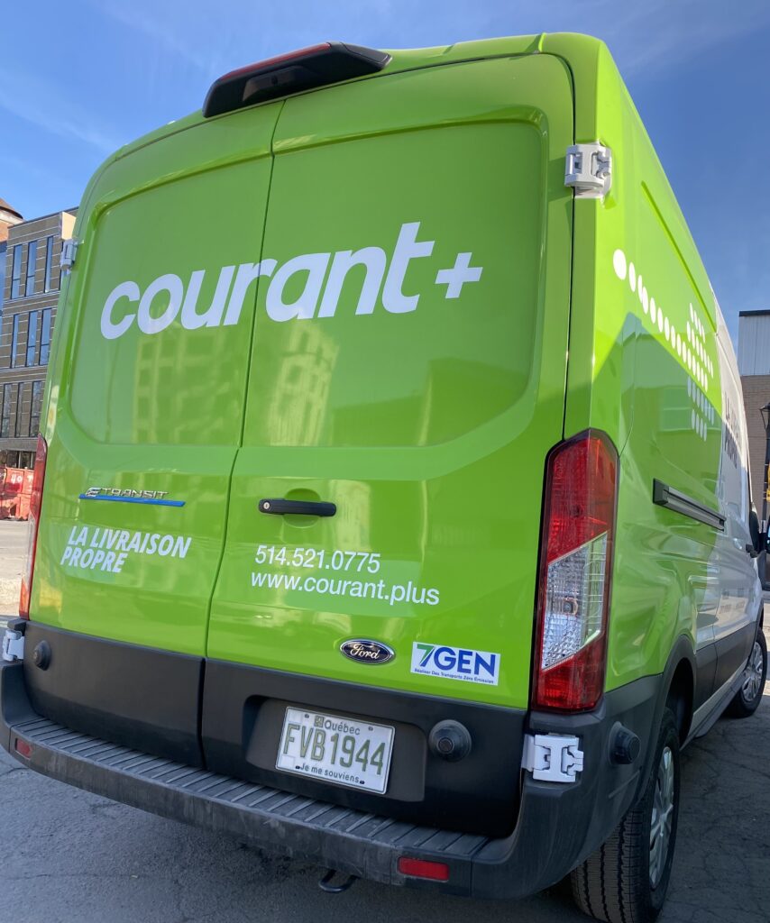 eTransit delivering packaged around Montreal with Courant Plus