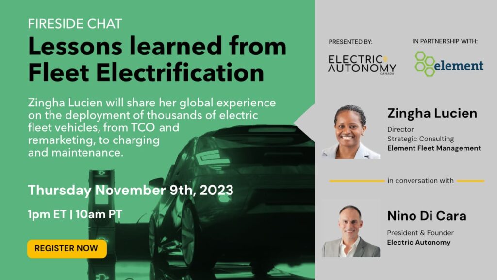 Titlse screen for the fireside chat "Lessons learned from fleet electrification"